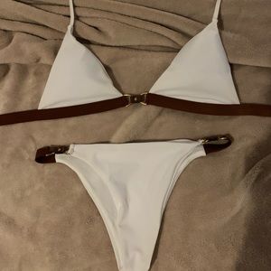 White and brown sexy bikini